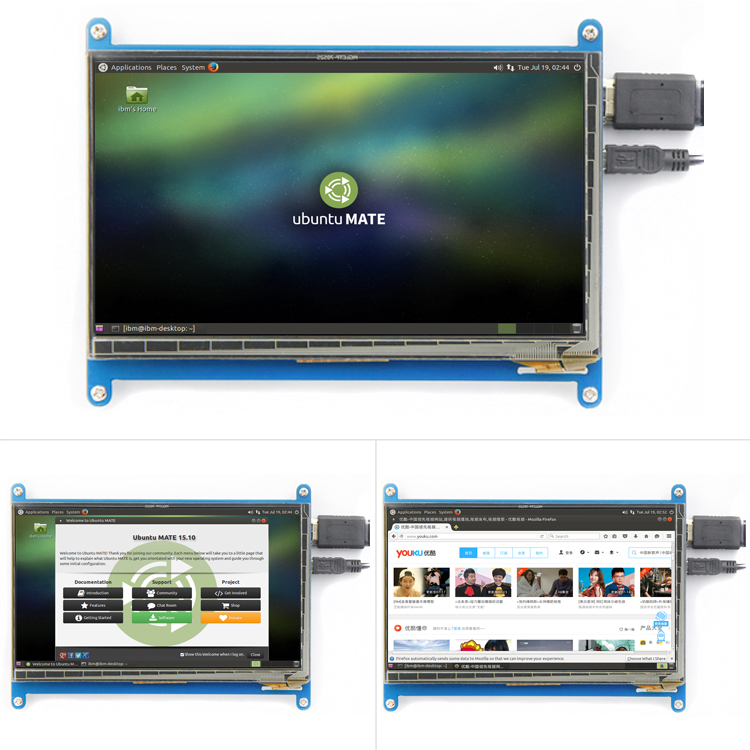 จอภาพระบบสัมผัส 7 นิ้ว 1024x600 IPS, Capacitive LCD Display with Touch Screen Monitor สำหรับ Raspberry Pi 3 และ Pi 4 ภาพสวย สีสด คมชัด