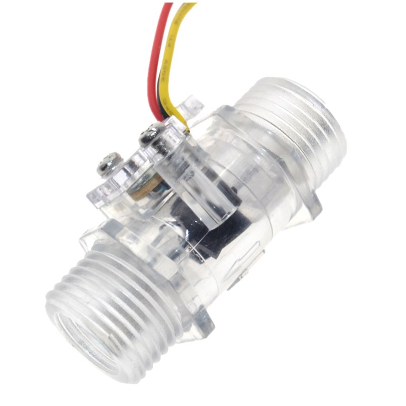 เซนเซอร์วัดปริมาณน้ำไหลผ่านท่อตัวเรือนใส transparent water flow sensor turbine flow meter