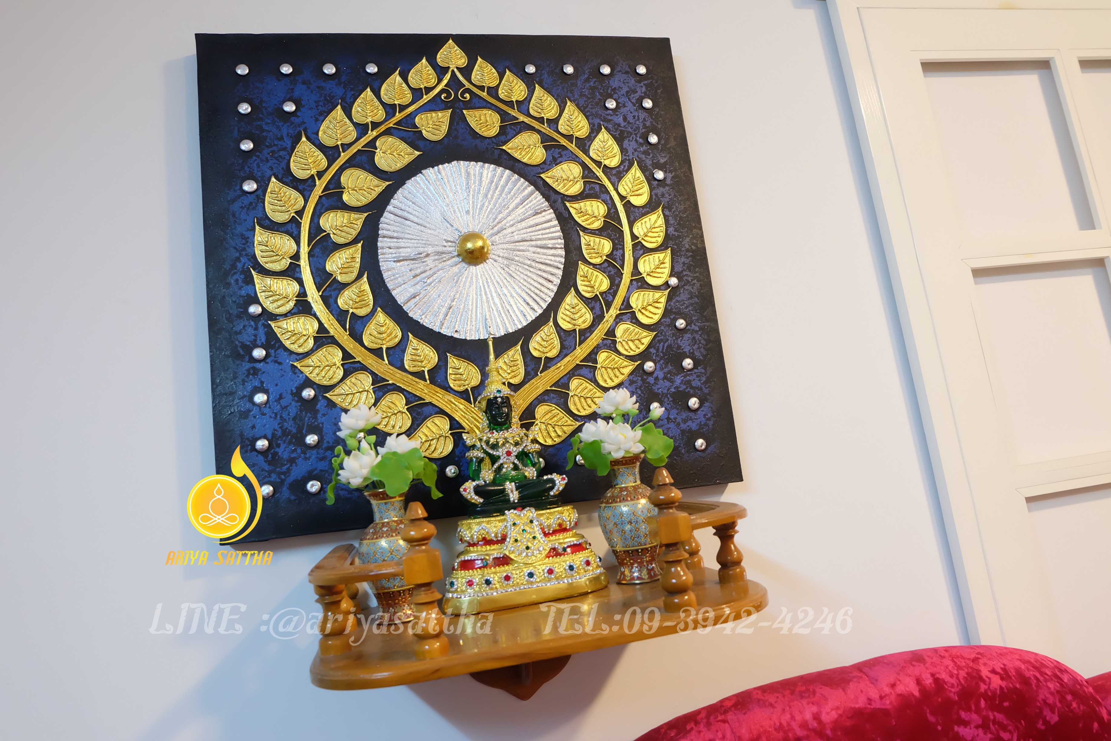 ภาพมงคล ต้นโพธิ์ ขนาด 60x60 cm.ตกแต่งบ้าน ห้องพระ ของขวัญขึ้นบ้านใหม่ งาน handmade ภาพวาดปิดทองแต่งผนังบ้าน คอนโด