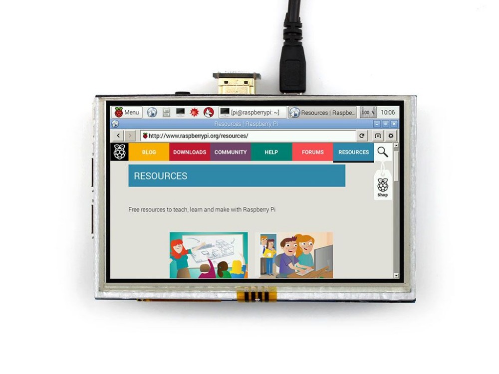 จอภาพระบบสัมผัส 5 นิ้ว 800x480 จุด Raspberry Pi LCD TFT Resistive Touch Screen Display สำหรับ Raspberry Pi 4 พร้อมปากกา Stylus
