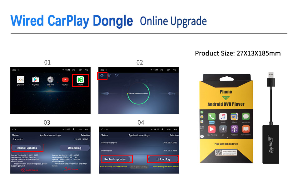 Carlinkit android auto apple carplay dongle เชื่อมต่อกับจอAndroid ตั้งแต่ version5+