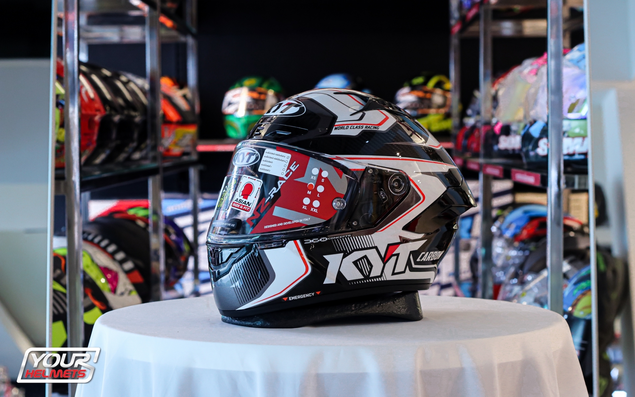 หมวกกันน็อค KYT HELMETS รุ่น NZRACE CARBON COMPETITION WHITE