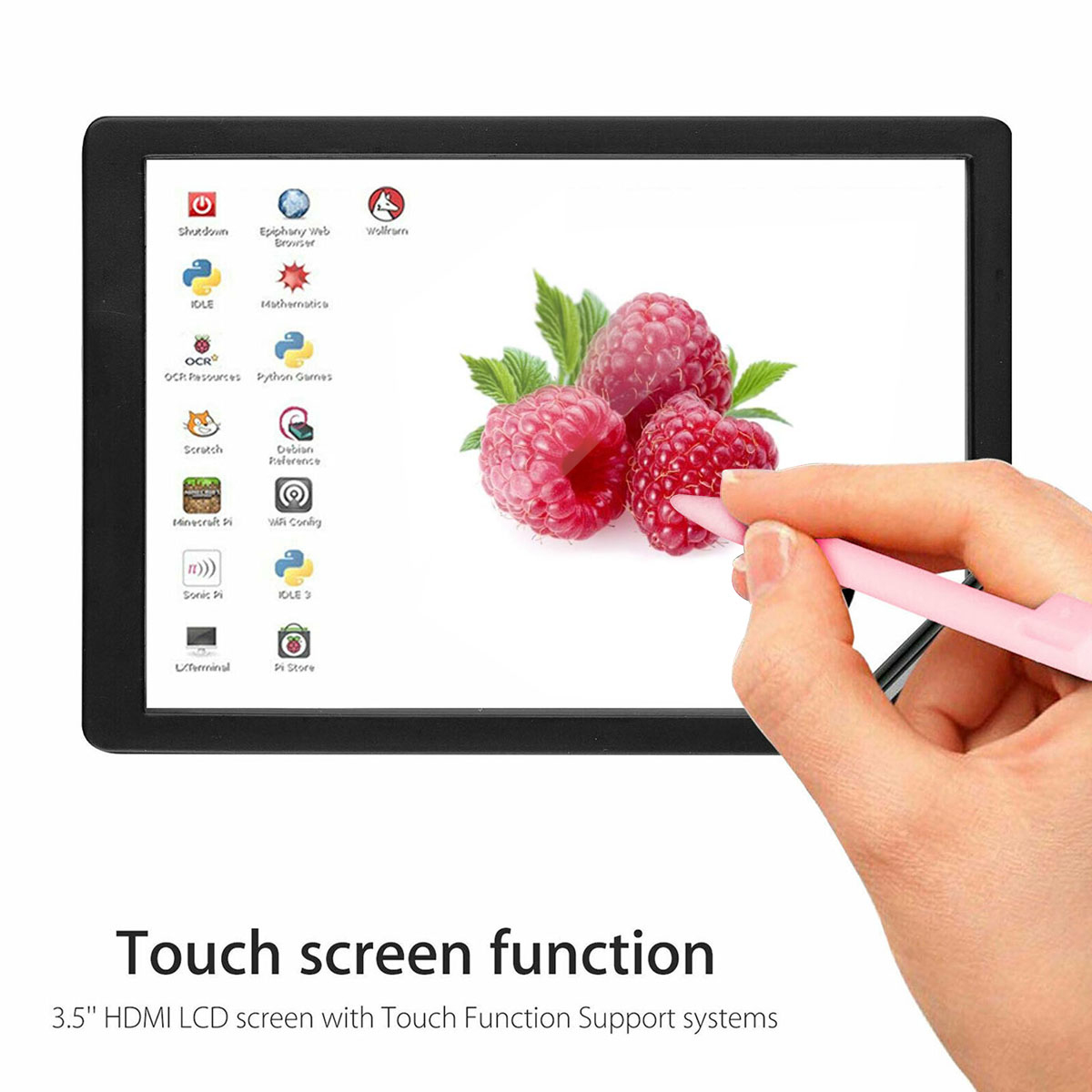 จอภาพระบบสัมผัส 3.5 นิ้ว 480x320 จุด Raspberry Pi LCD TFT Touch Screen Display สำหรับ Raspberry pi 4 B พร้อมปากกา Stylus และ Case สีดำ