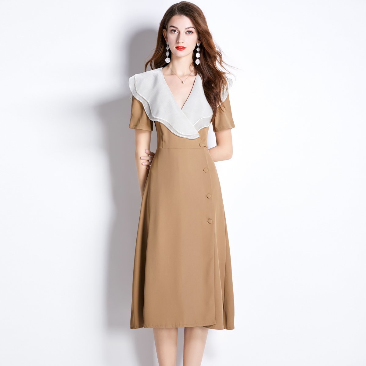ชุดเดรสยาวสวยๆ ชุดเดรสยาวใส่สบาย ใส่ทำงาน มีขนาดS M L XL 2XL