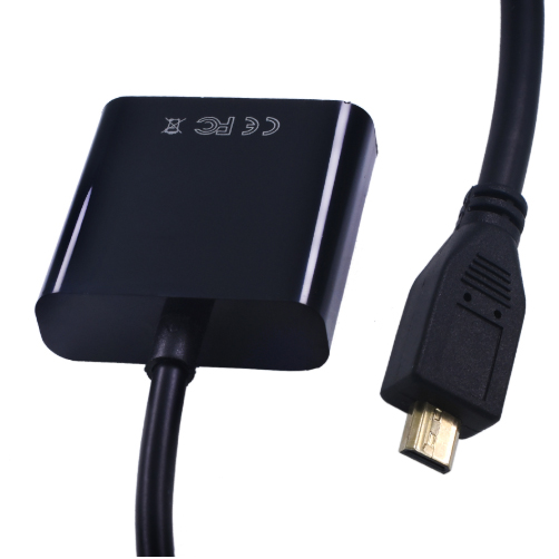 สาย Micro HDMI TO VGA Adapter Cable HDMI Digital To Analog Audio Converter Male To Female Display port For Projector PC (สีดำ)