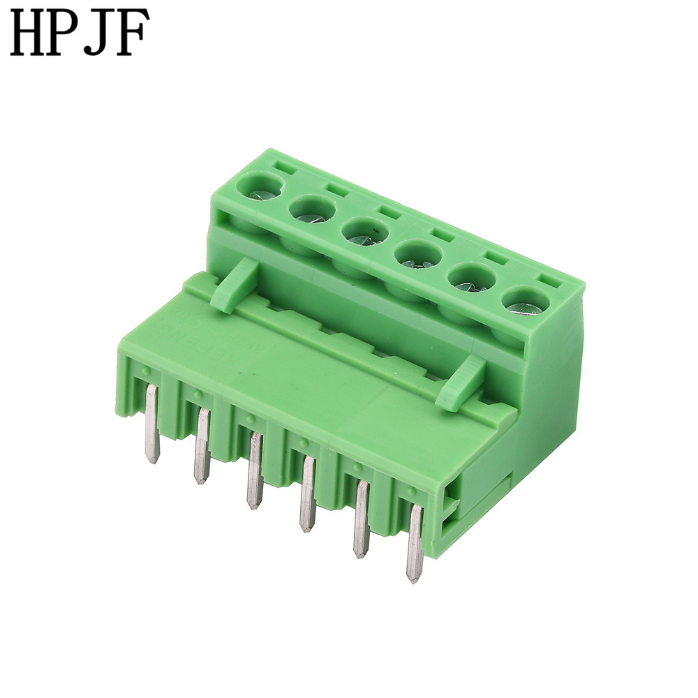 6 Pin Right Angle Line Terminal Plug Type 300V 15A 5.08mm Pitch Connector Pcb Screw Terminal Block