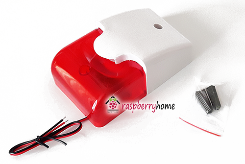 ไซเรนแบบมีไฟกระพริบ Mini Strobe Siren 12V Security Sound and Light Alarm Siren