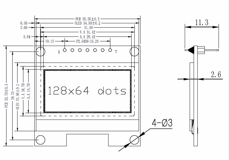 จอภาพ OLED ขนาด 1.3 นิ้ว สีฟ้าแก่ ความละเอียด 128X64 IIC I2C บรรจุอยู่ใน Protective Plastic Box อย่างดี