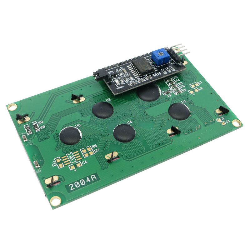 จอภาพ LCD 20x4 สีเขียวเหลือง พร้อมโมดูล I2C (บัดกรีแล้ว) 5V LCD module Blue/ Yellow Green screen IIC/I2C 2004 5V 20X4 LCD board