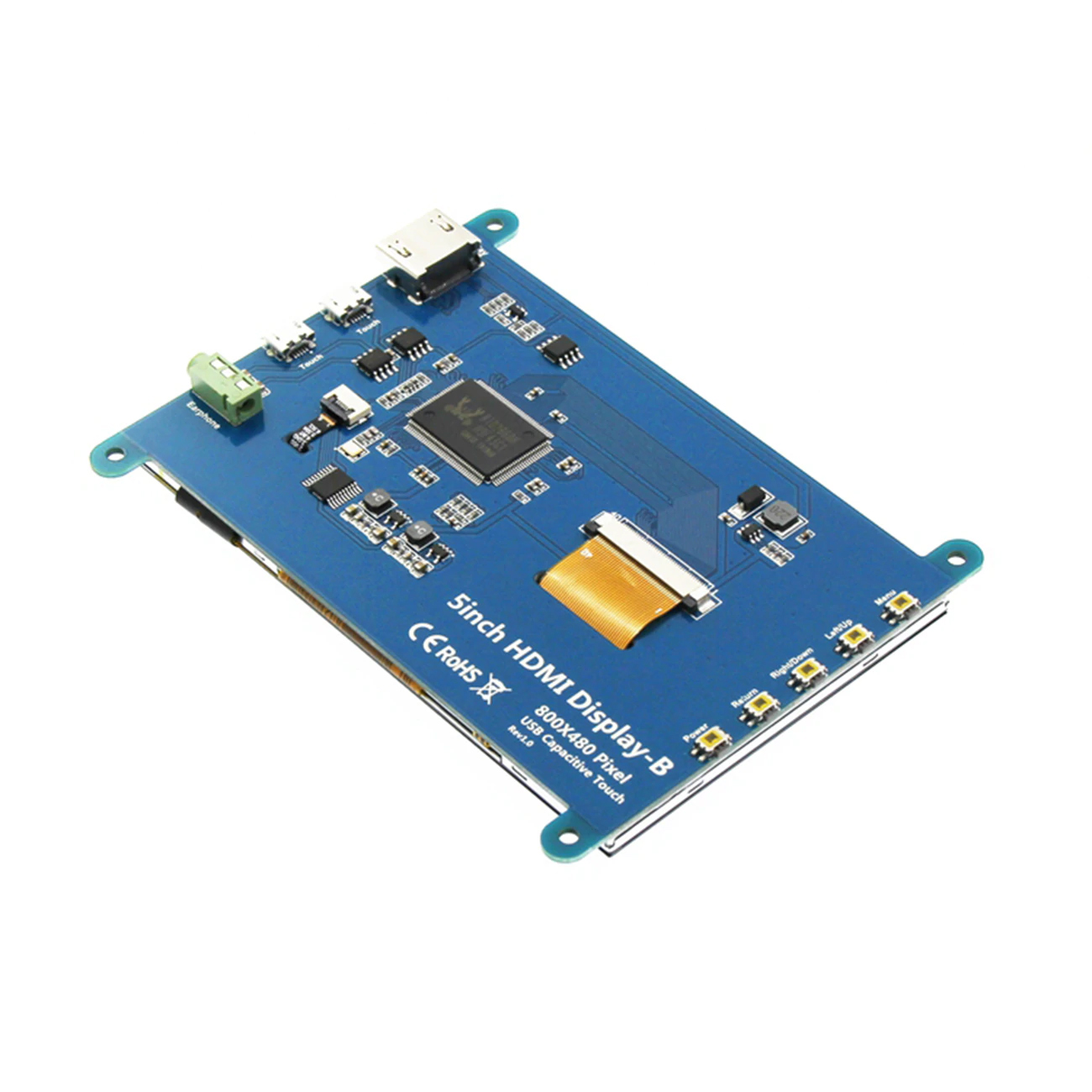 จอภาพระบบสัมผัส 5 นิ้ว 800x480 จุด Raspberry Pi LCD TFT Capacitive Touch Screen Display สำหรับ Raspberry Pi3 และ Pi4