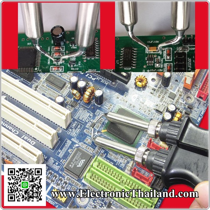 หัวแร้งมหาเทพ 1 แบบปลายคู่ สำหรับงานซ่อม-ถอด-วาง อุปกรณ์ LED SMD