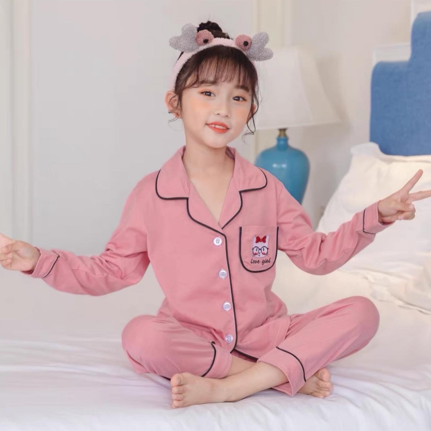 ชุดนอนเด็กเล็ก คอปก แขนยาว พรีออเดอร์