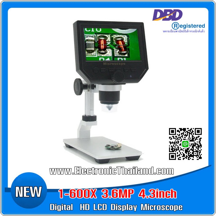 Digital HD LCD Display Microscope 1-600X 3.6MP 4.3inch สำหรับช่างมืออาชีพ ต่อมอนิเตอร์บน PCได้