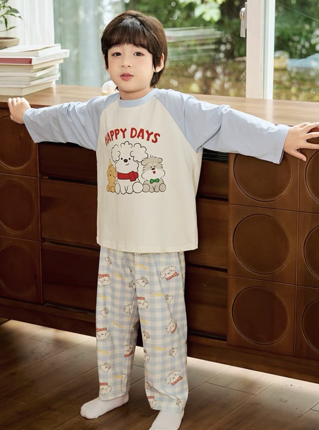 Peemin Brand 🩵🐱 ชุดนอนเด็กชายคอกลมแขนยาว
