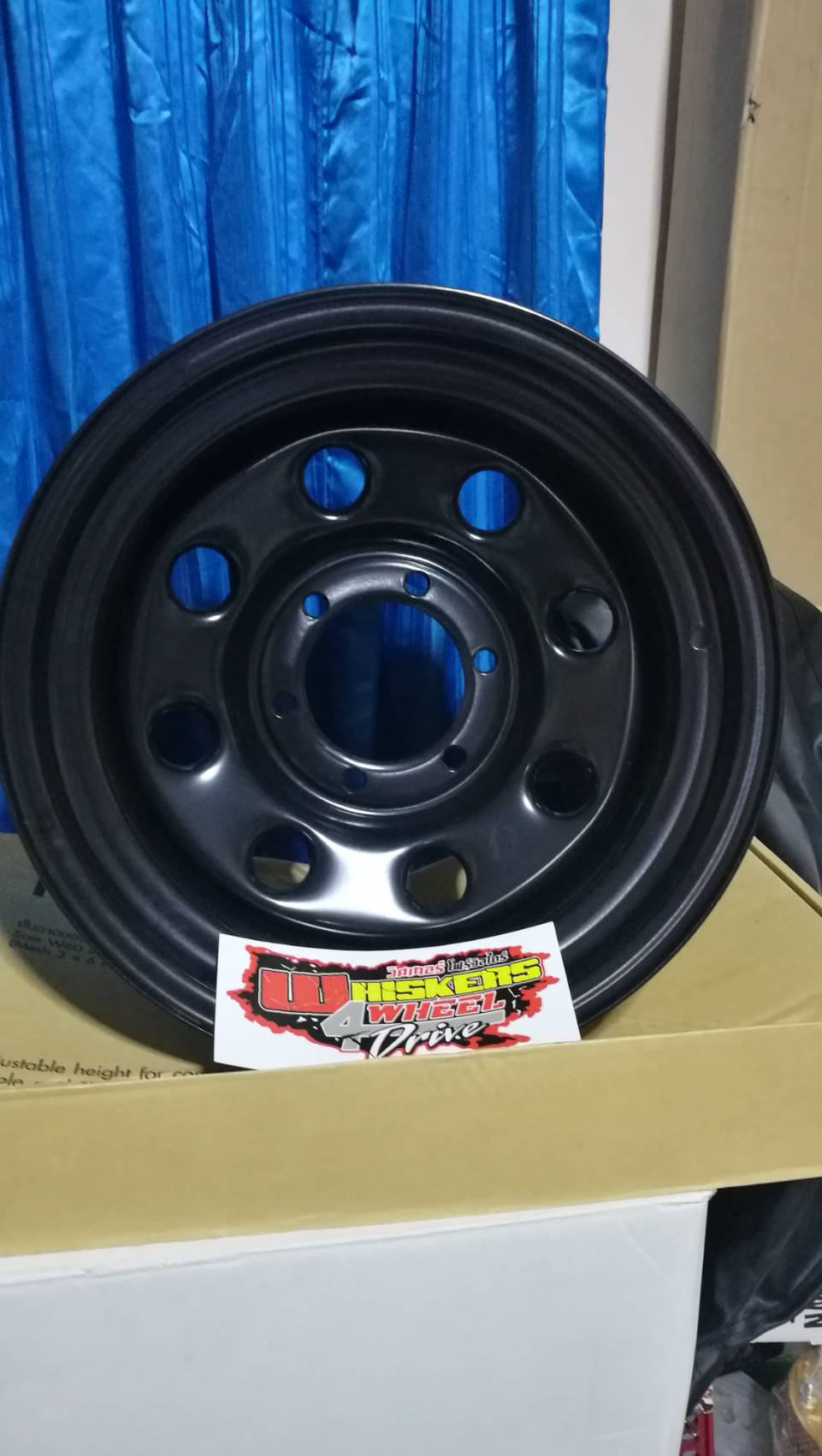 ล้อกระทะนำเข้า16x8"-30 ดำ ลาย soft8 Asia Road พร้อมฝาคอบดุม