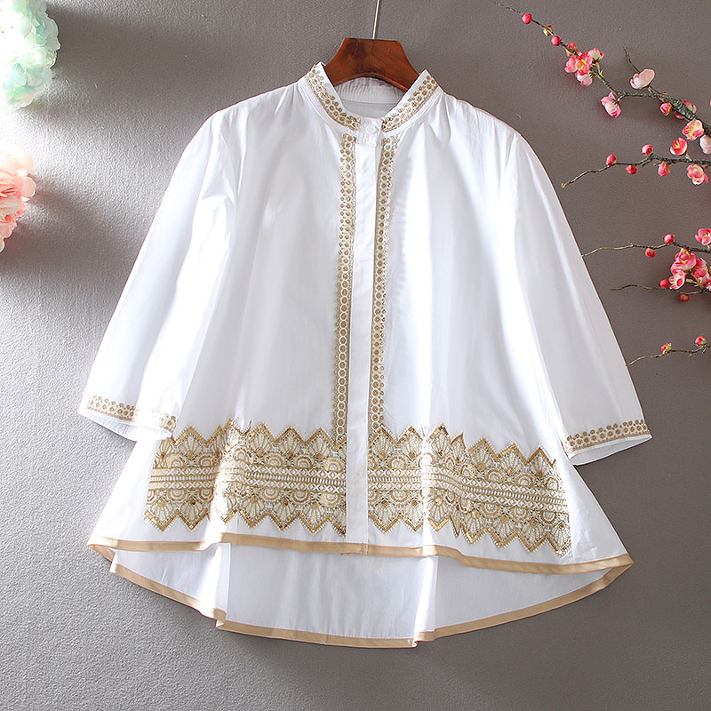 เสื้อลินิน เสื้อผ้าฝ้ายลินิน เสื้อเชิ้ตผ้าลินิน ปักลายสวยๆด้วยด้าย สไตล์VINTAGE