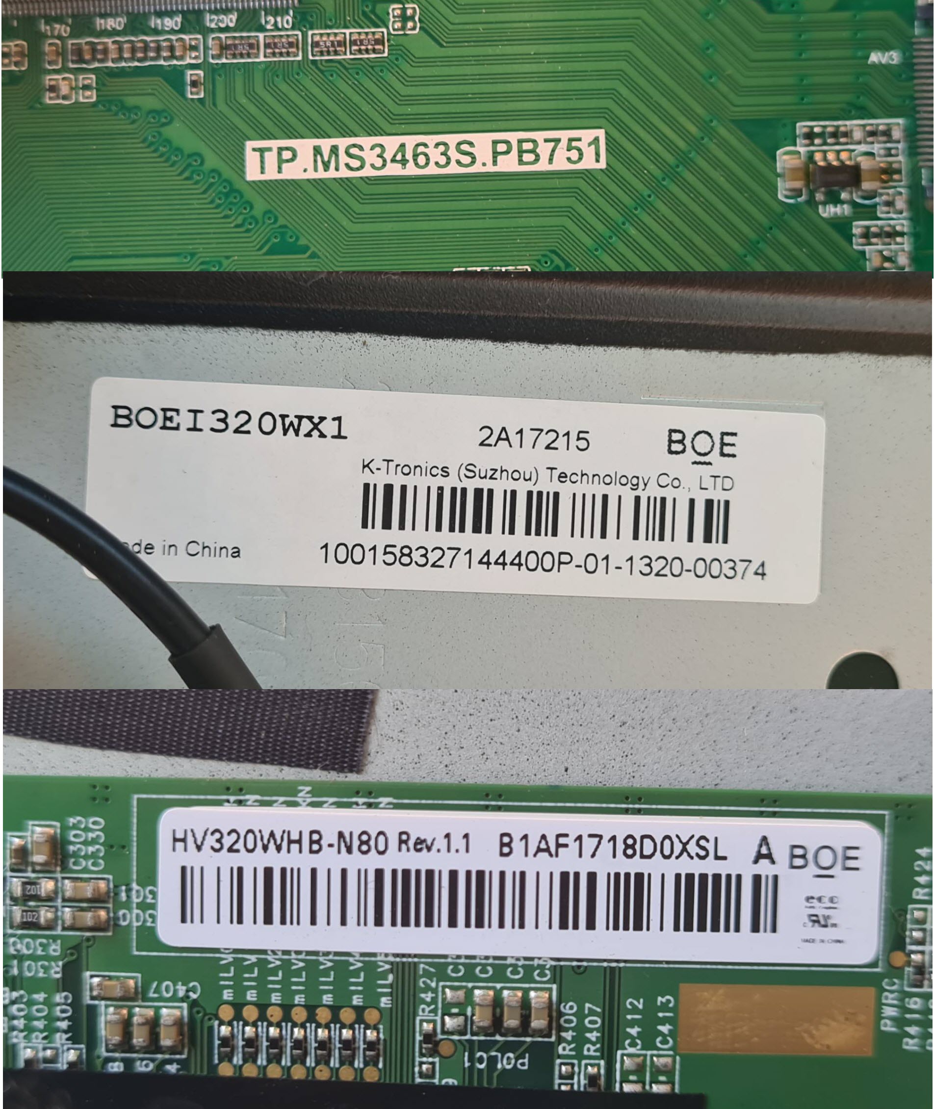 Main Board Aconatic AN-LT3216:TP.MS3463S.PB751 - BOEI320WX1-HV320WHB-N80