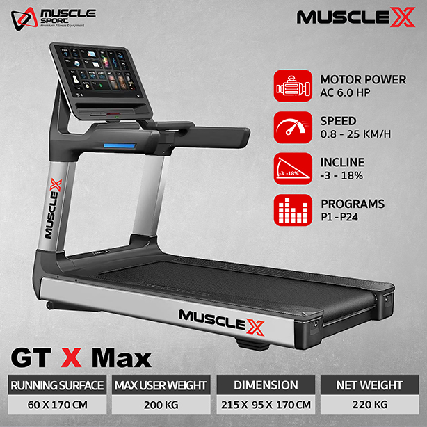 ลู่วิ่งไฟฟ้า รุ่นใหญ่ เกรดพรีเมียม จอทัชสกรีน GTX-MAX