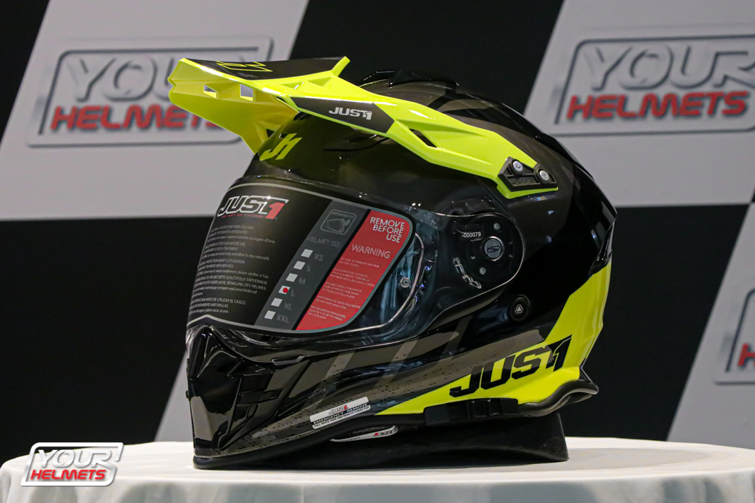 หมวกันน็อค JUST1 HELMETS รุ่น J34 PRO OUTERSPACE BLACK TITANIUM YELLOW FLUO