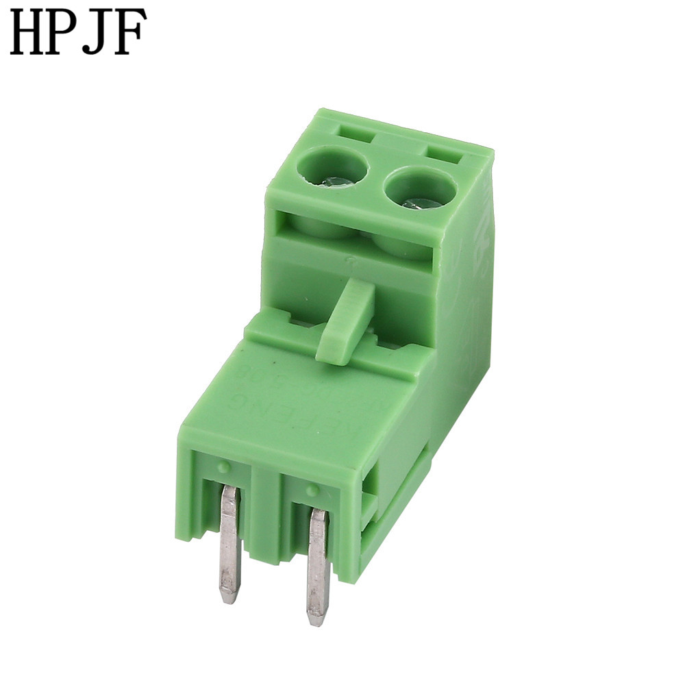 2 Pin Right Angle Line Terminal Plug Type 300V 15A 5.08mm Pitch Connector Pcb Screw Terminal Block