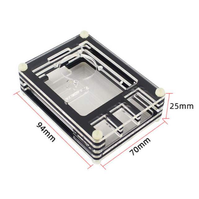 9 layer Raspberry Pi 4 Acrylic Case Transparent Box สีดำ ทำด้วยแผ่น Acrylic 9 ชั้น มีช่องติดพัดลม พร้อมพัดลม CPU Cooling Fan