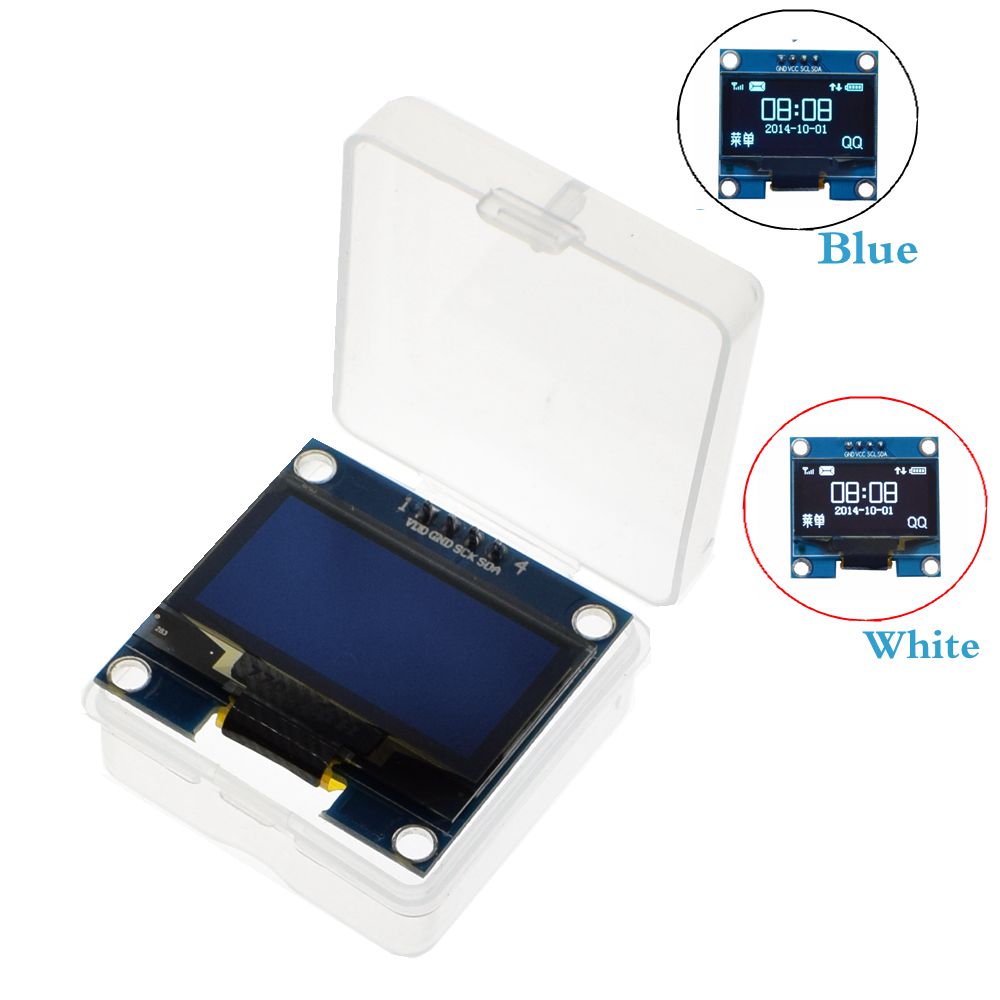 จอภาพ OLED ขนาด 1.3 นิ้ว สีฟ้าแก่ ความละเอียด 128X64 IIC I2C บรรจุอยู่ใน Protective Plastic Box อย่างดี