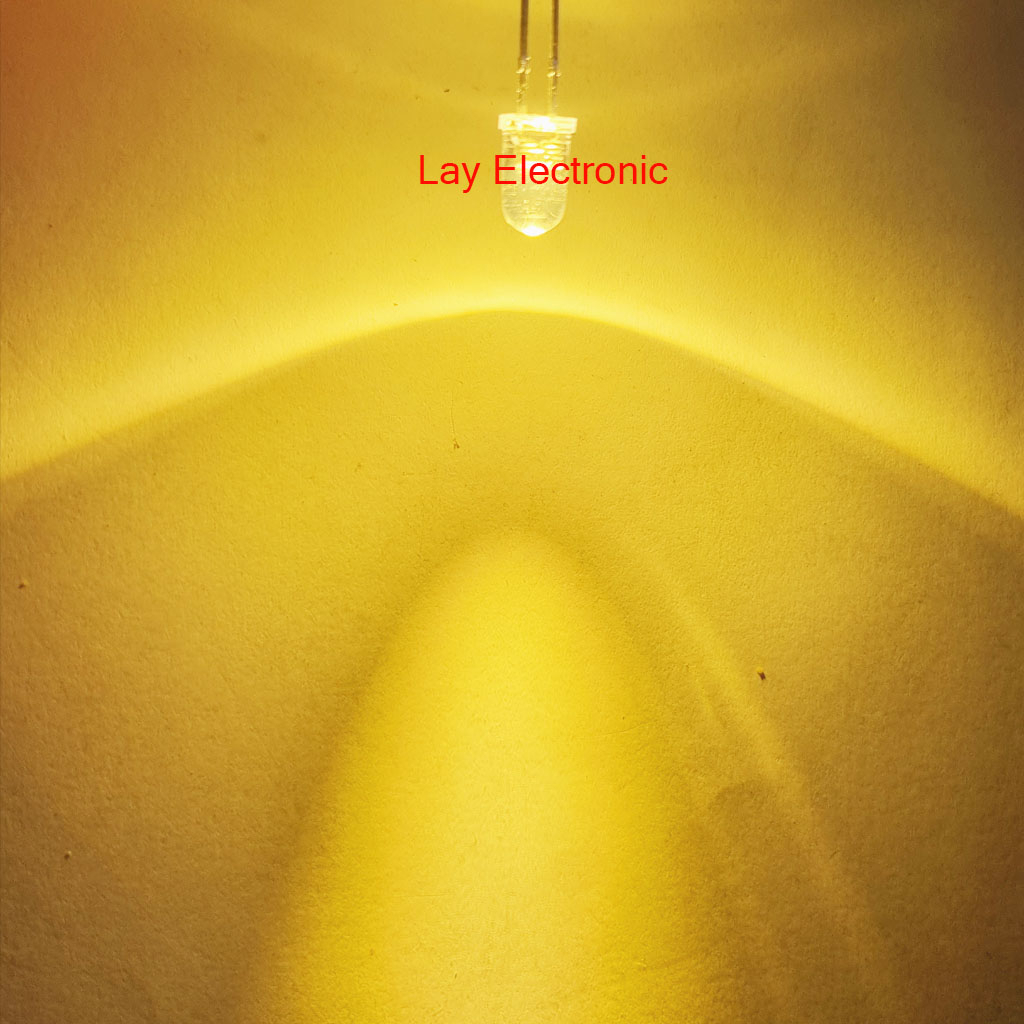 LED 5มิล สีวอร์มไวท์ 14,000 mcd. เลนส์ขาวใส (25/100/1,000หลอด)