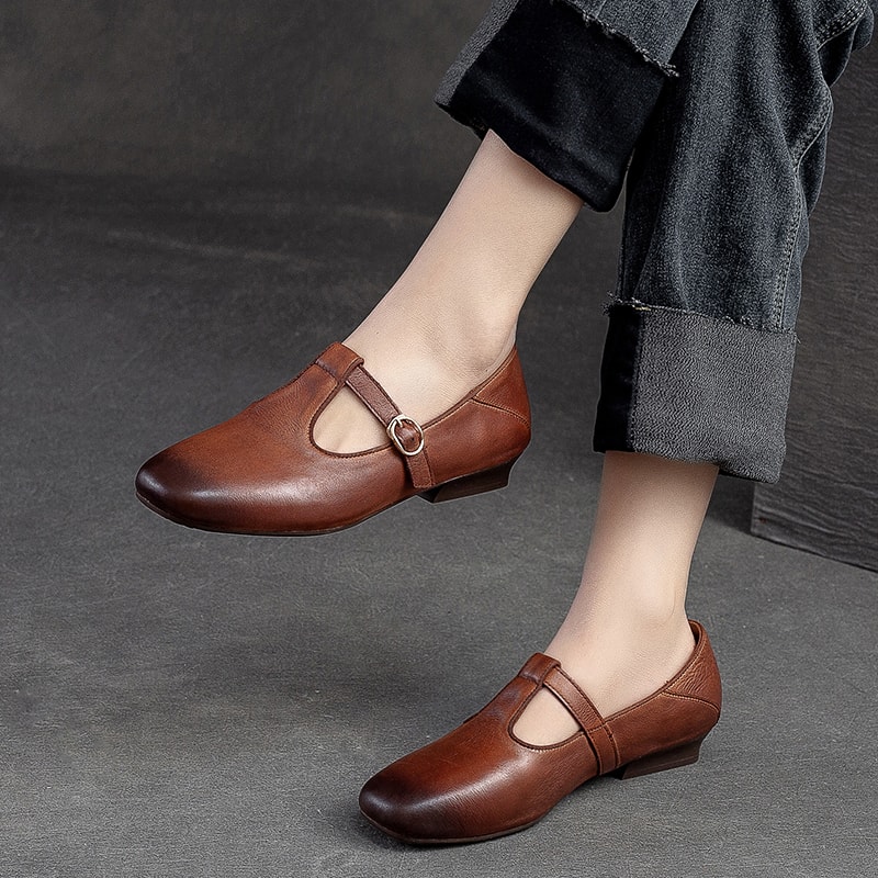 รองเท้าเท้าหนังวินเทจ 35 36 37 38 39 40