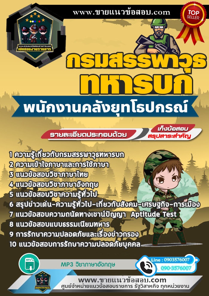 สรุปแนวข้อสอบพนักงานคลังยุทโธปกรณ์ กรมสรรพาวุธทหารบก (ใหม่)