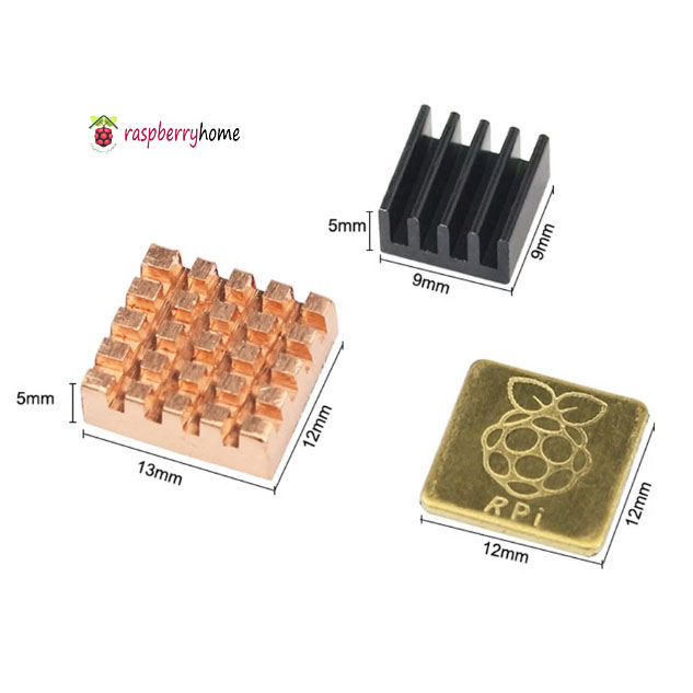 ซิงค์ระบายความร้อน Raspberry Pi 3 Model B, B+ Heat Sink 1 Aluminum + 2 Copper with Logo Cooling Pad จำนวน 3 ชิ้น