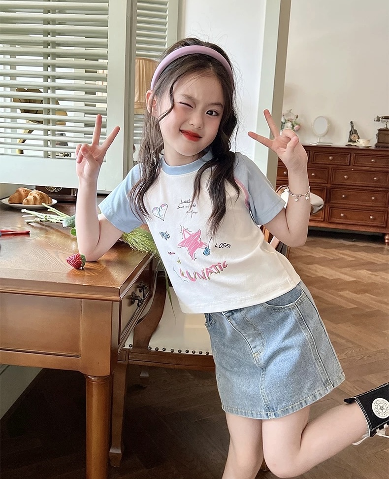 Pink star 💖⭐️ เสื้อยืดเด็กหญิง ผ้าคอตตอน 100%