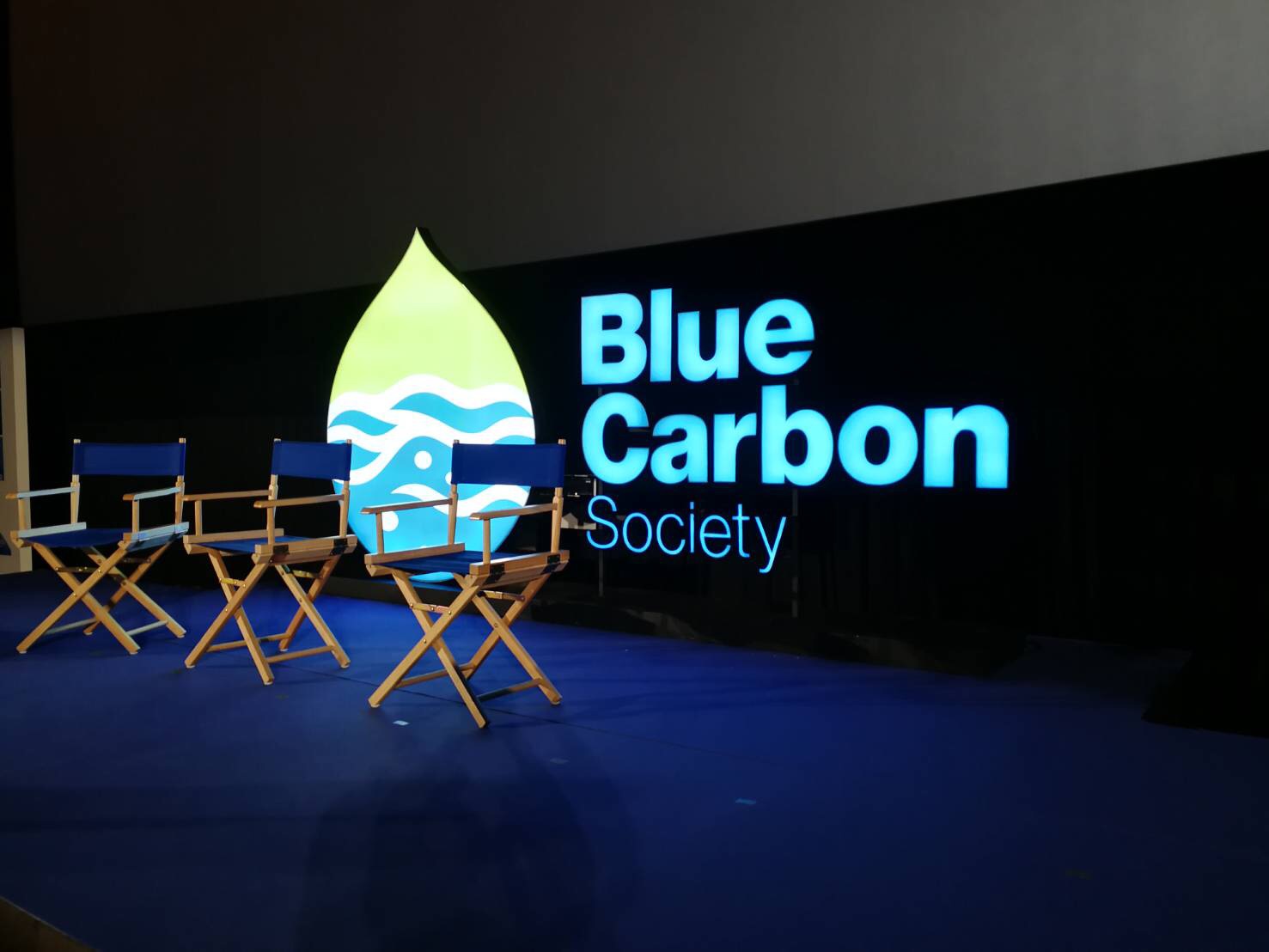 อักษรไฟออกหน้า Blue Carbon Society ติดตั้งพารากอน