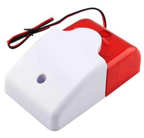 ไซเรนแบบมีไฟกระพริบ Mini Strobe Siren 220V Security Sound and Light Alarm Siren