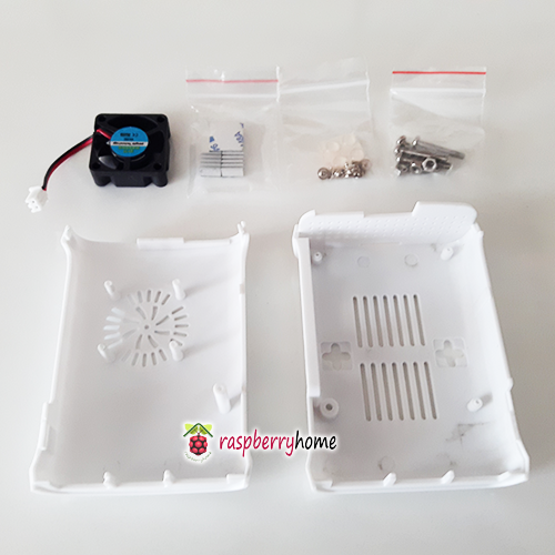 Raspberry Pi 3 Case Cover Shell Enclosure Box สีขาว พร้อมพัดลมและ Heat Sink