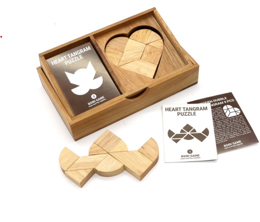 แทนแกรมหัวใจ ของเล่นไม้เสริมสร้างจินตนาการ เกมส์ฝึกความคิดสร้างสรรค์