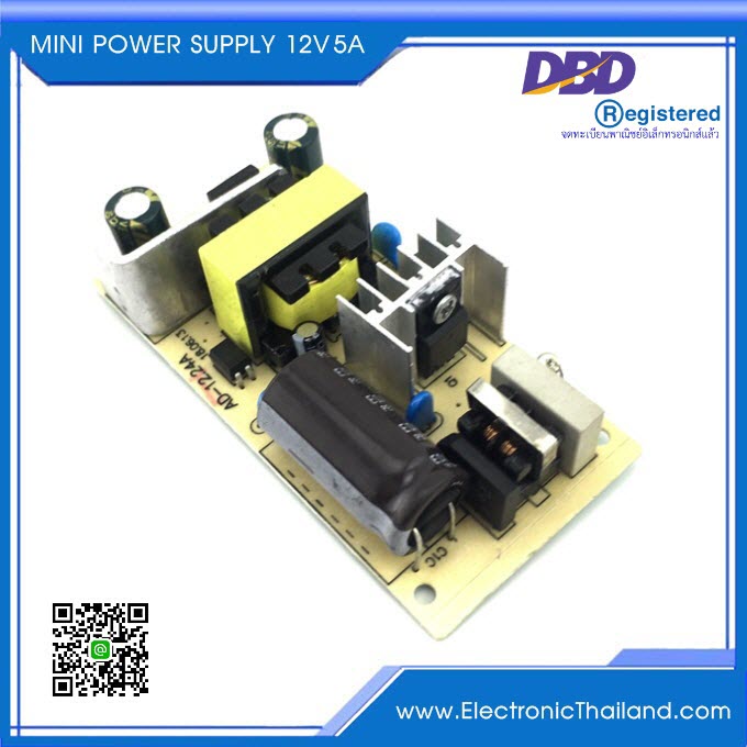 MINI POWER SUPPLY 12V5A สำหรับงานแปลงบอร์ด Universal TV