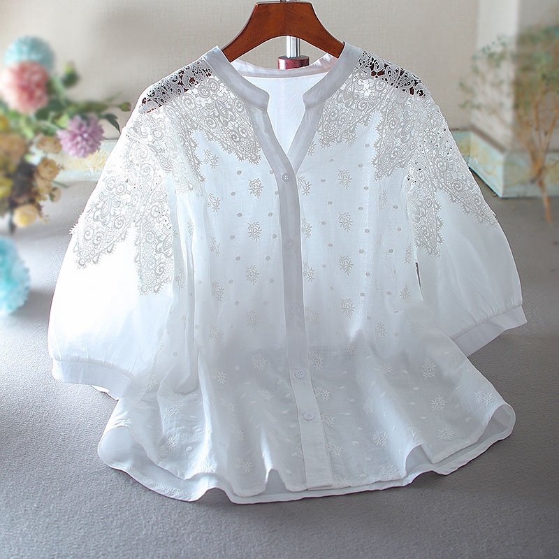 เสื้อลินิน เสื้อผ้าฝ้ายลินิน เสื้อเชิ้ตผ้าลินิน ปักลายสวยๆด้วยด้าย สไตล์VINTAGE