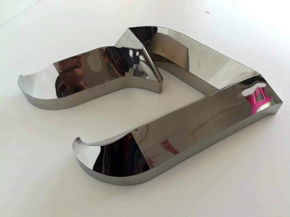 อักษรสแตนเลสเงา ยกขอบพับมุมแหลม #ป้ายตัวอักษรไทย #ป้ายอักขระไทย