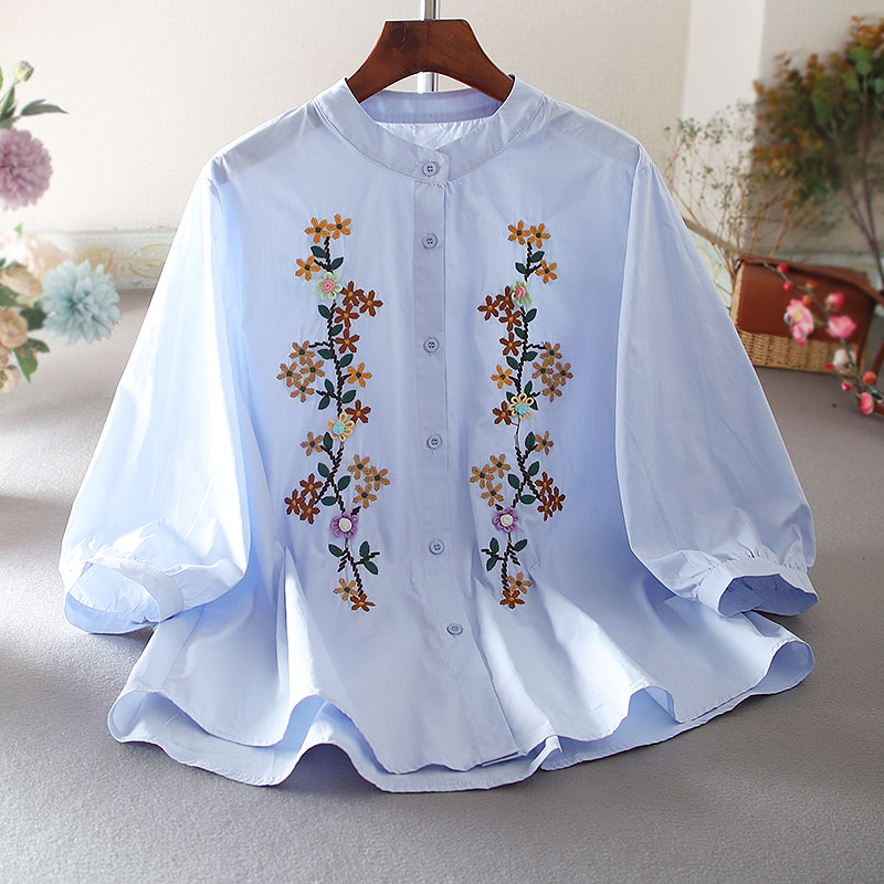 เสื้อลินิน เสื้อผ้าฝ้ายลินิน เสื้อเชิ้ตผ้าลินิน ปักลายสวยๆด้วยด้าย สไตล์VINTAGE