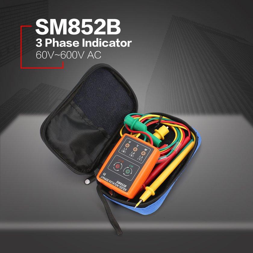 SM852B 3 Phase Rotation Sequence Indicator Meter Tester Detector 60V-600V เครื่องเช็คเฟสไฟฟ้า
