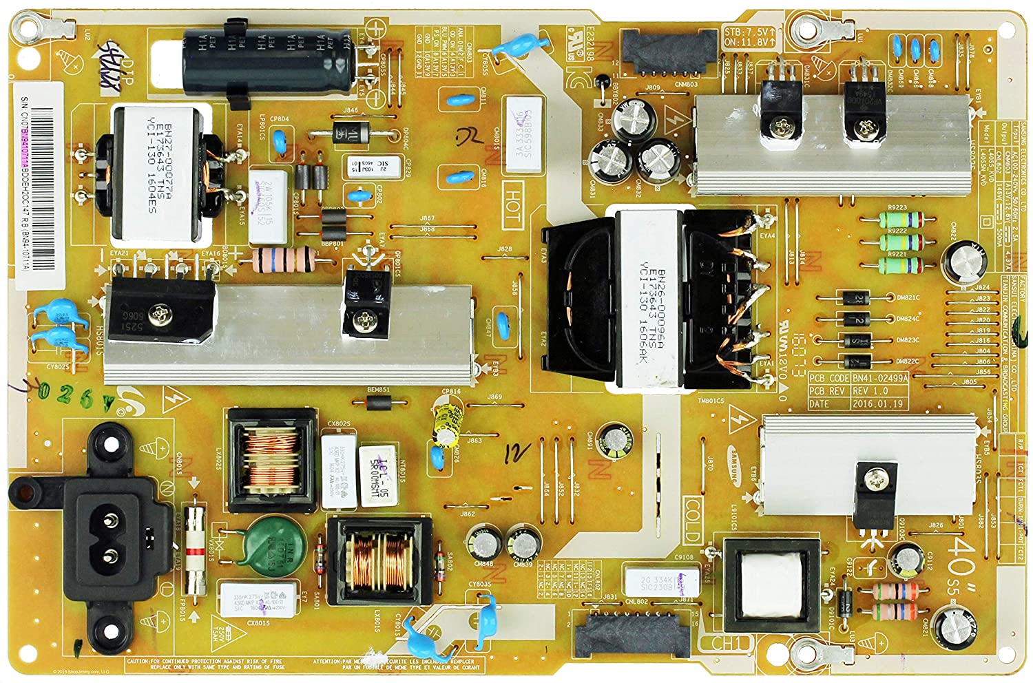 Power Supply SAMSUNG (ซัพพลาย ซัมซุง) UA40JU6400K : UA40JU6600K : UA40KU6000K : UA40KU6300K : UA43KU6000K : UA43MU6100K : UA43MU6103K : BN94-10711A : BN41-02499A