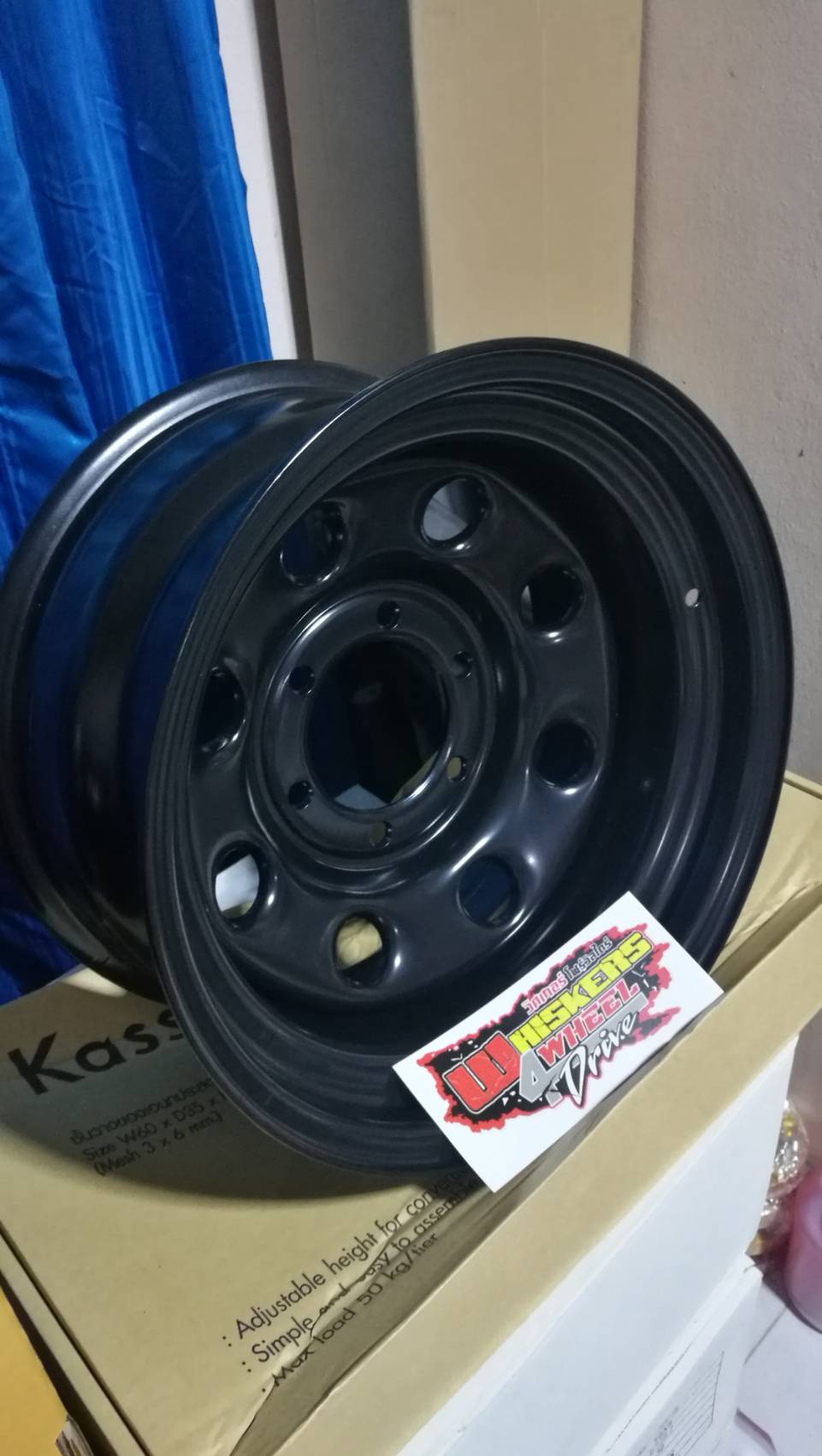ล้อกระทะนำเข้า16x8"-30 ดำ ลาย soft8 Asia Road พร้อมฝาคอบดุม