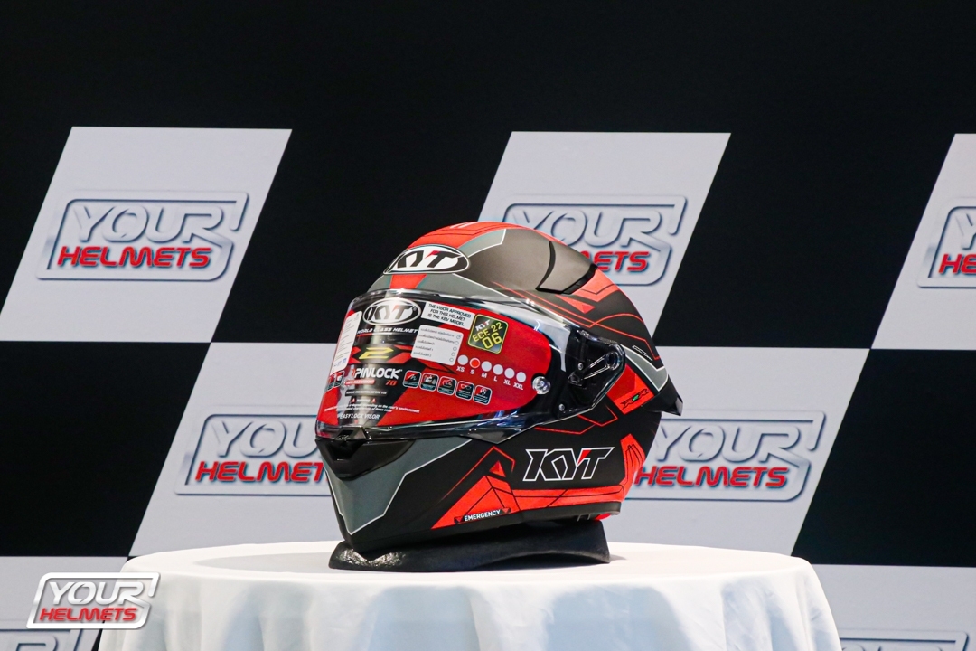 หมวกกันน็อค KYT HELMETS รุ่น R2R PRO LED MATT BLACK/RED