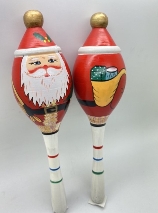 ลูกแซกไม้ซานตาคลอส ของเล่นเขย่ามีเสียง ของเล่นสันทนาการ ของเล่นไม้