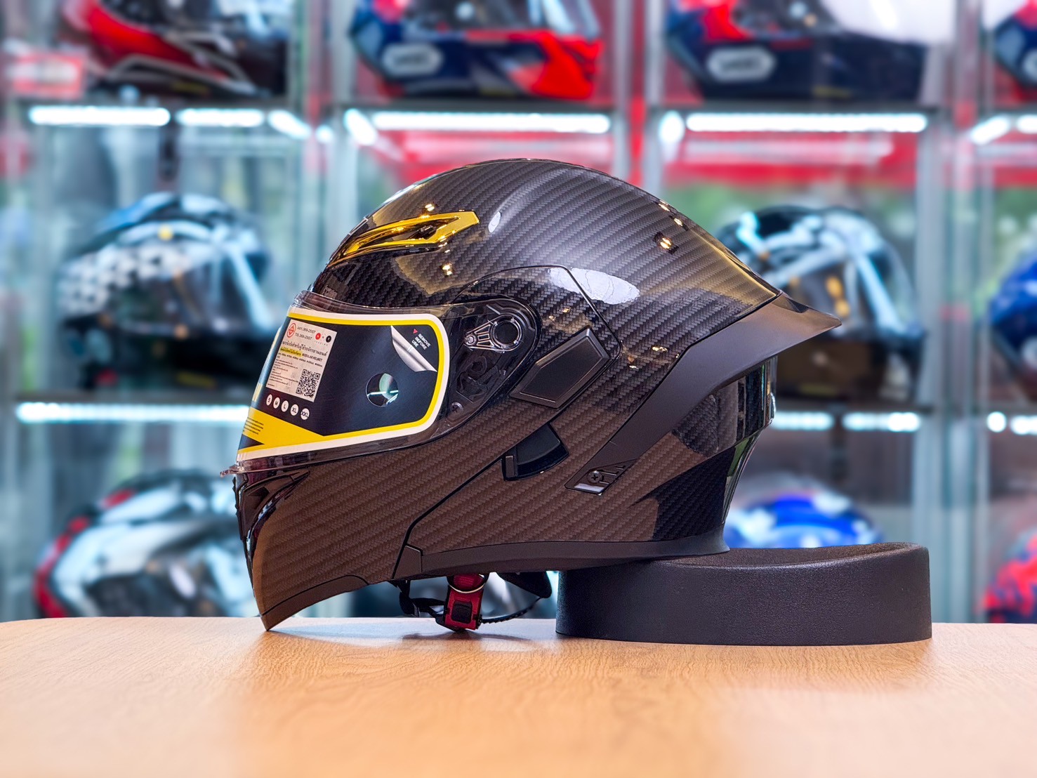 หมวกกันน็อค Soman รุ่น 955s ลายเคฟล่า คาร์บอน (แบบยกคาง)