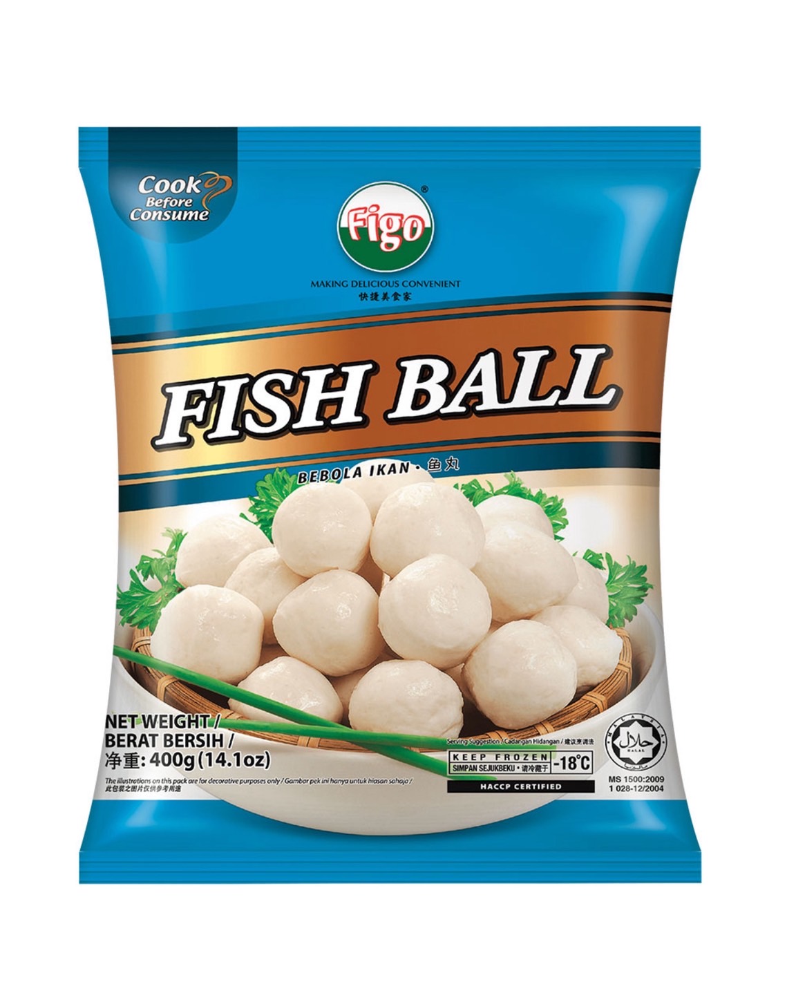 FISH BALL FIGO ลูกชิ้นปลาพรีเมี่ยม ตราฟิโก้ 400G/PACK