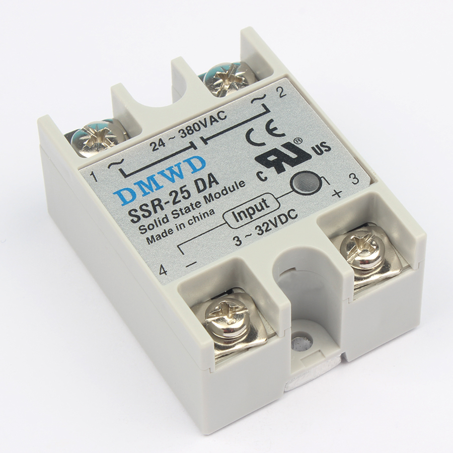 โซลิดสเตทรีเลย์ 25 แอมแปร์ solid state relay SSR-25DA 25A actually 3-32V DC TO 24-380V AC มีไฟ LED แสดงสถานะเปิด/ปิด