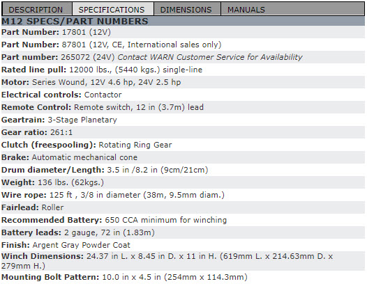 WARN 12000 ปอน 5.4 ตัน