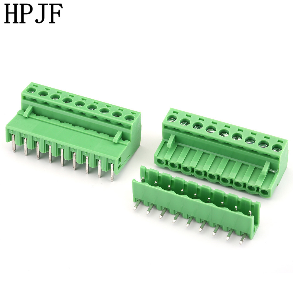 10 Pin Right Angle Line Terminal Plug Type 300V 15A 5.08mm Pitch Connector Pcb Screw Terminal Block