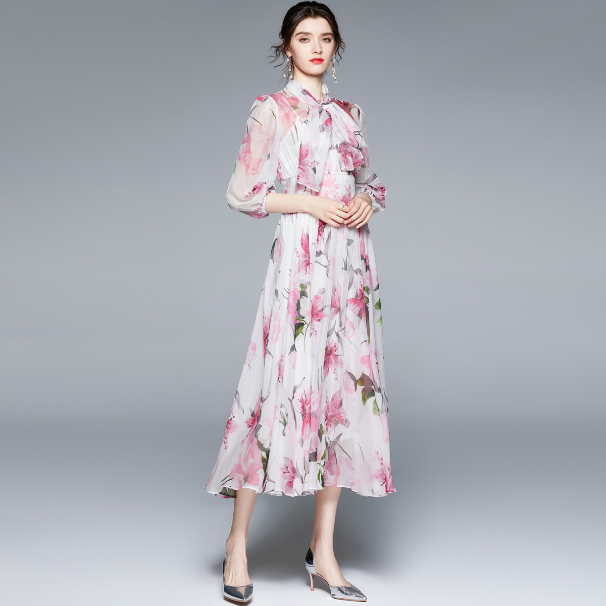 ชุดเดรสยาวสวยๆ ชุดเดรสยาวใส่สบาย ใส่ทำงาน มีขนาดS M L XL 2XL